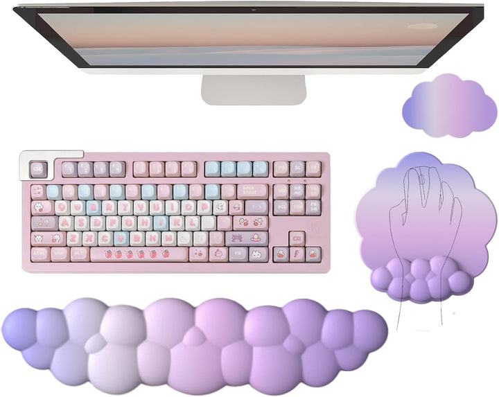 Ergonomisches Handgelenkauflagen-Set in Wolkenform mit Mauspad & Untersetzer – Zeyora