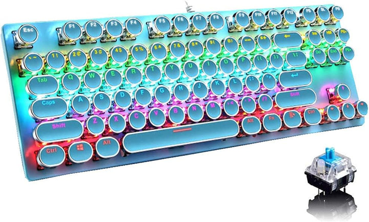 Mechanisch 87-toetsen gamingtoetsenbord met RGB-achtergrondverlichting en blauwe schakelaars
