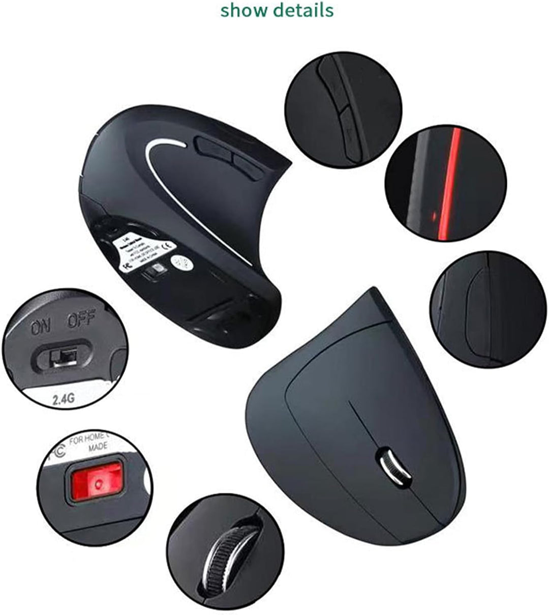 Oplaadbare Ergonomische Verticale Draadloze Muis – Elvion