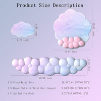 Ergonomisches Handgelenkauflagen-Set in Wolkenform mit Mauspad & Untersetzer – Zeyora