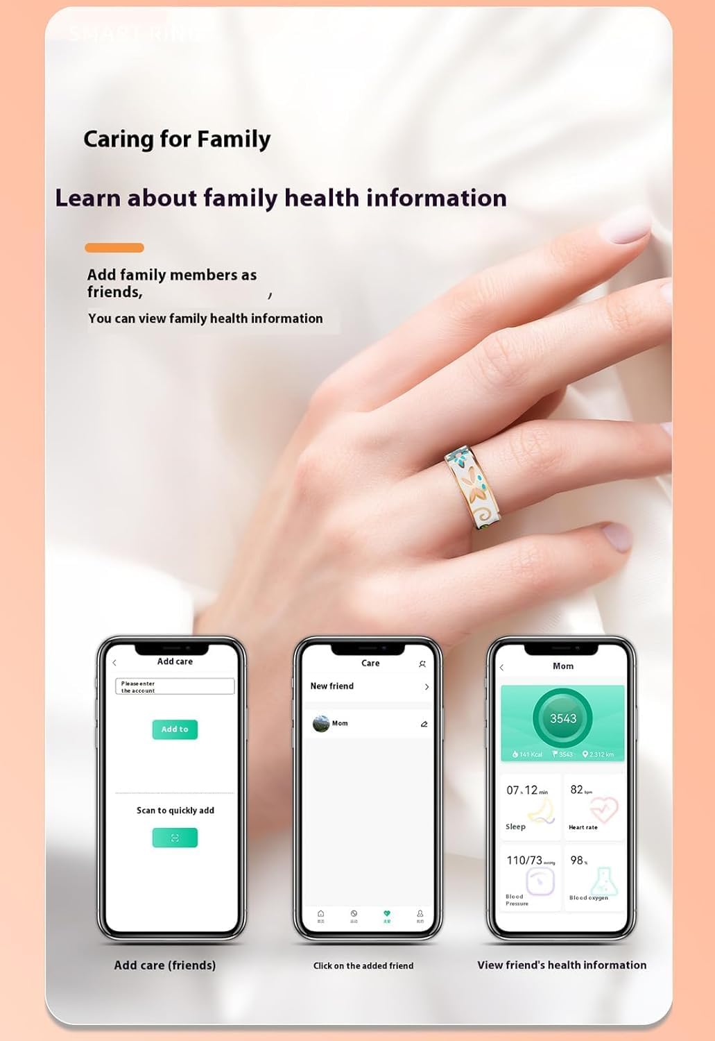 Slimme Emaille Wellnessring – Fitness- en Slaaptracker voor iOS & Android – Aurina