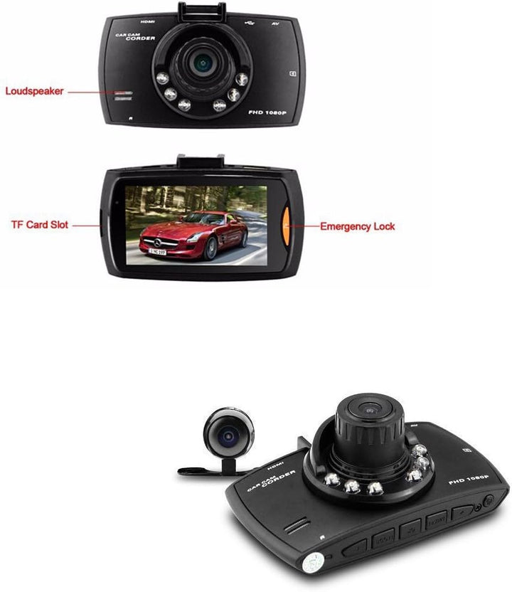 Auto-Dashcam mit Dual-Lens G30 2.7" LCD Full HD 1080P mit G-Sensor
