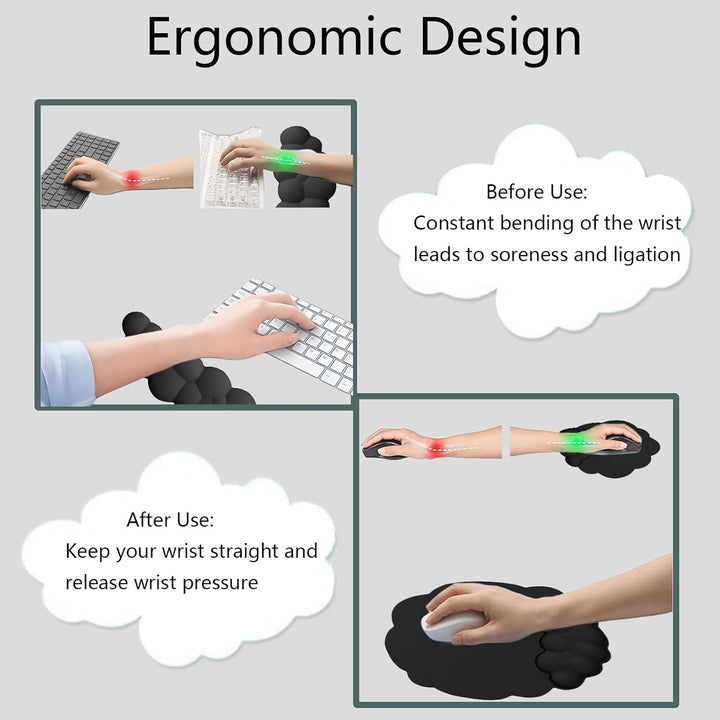 Ergonomisches Handgelenkauflagen-Set in Wolkenform mit Mauspad & Untersetzer – Zeyora