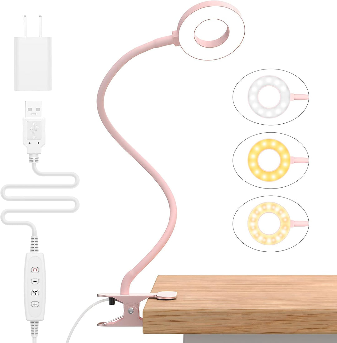 3 Kleurmodi LED Bureau Klem Lamp met Flexibele Gooseneck – Selvara