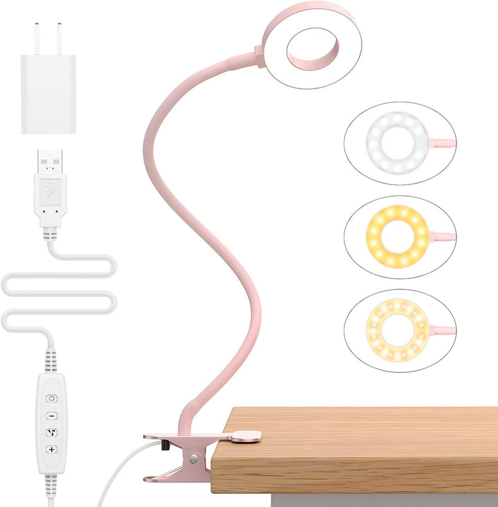 3 Kleurmodi LED Bureau Klem Lamp met Flexibele Gooseneck – Selvara