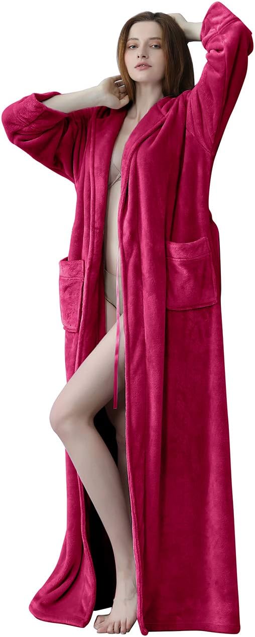 Fluffy Fleece Bathrobe with Hood - CozyFluff