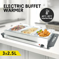 Electric Buffet Food Warmer with 3 x 2.5L Trays &amp; Temperature Control – Valtero