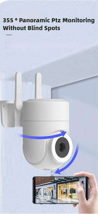 Outdoor and indoor security camera with 2K resolution and 355° view