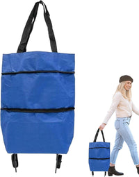 Large Capacity Folding Shopping Bag with Wheels – Reusable Cart Tote – Veytra