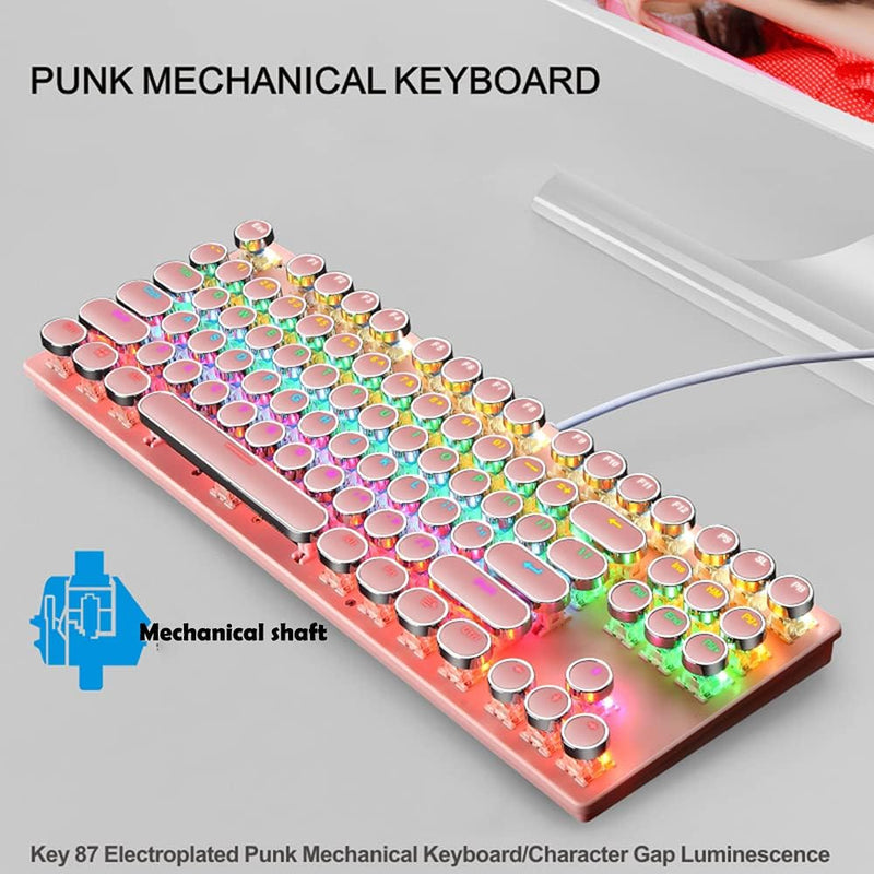 Mechanisch 87-toetsen gamingtoetsenbord met RGB-achtergrondverlichting en blauwe schakelaars