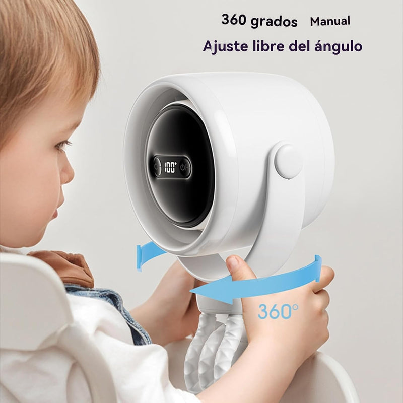 Rechargeable Stroller Fan with Clamp Mount and Night Light – 100 Speeds