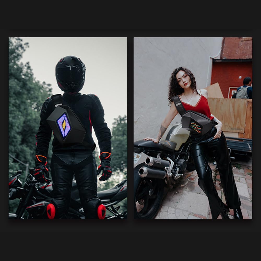 LED Motorfiets Schoudertas met Programmeerbaar Scherm – Nexora