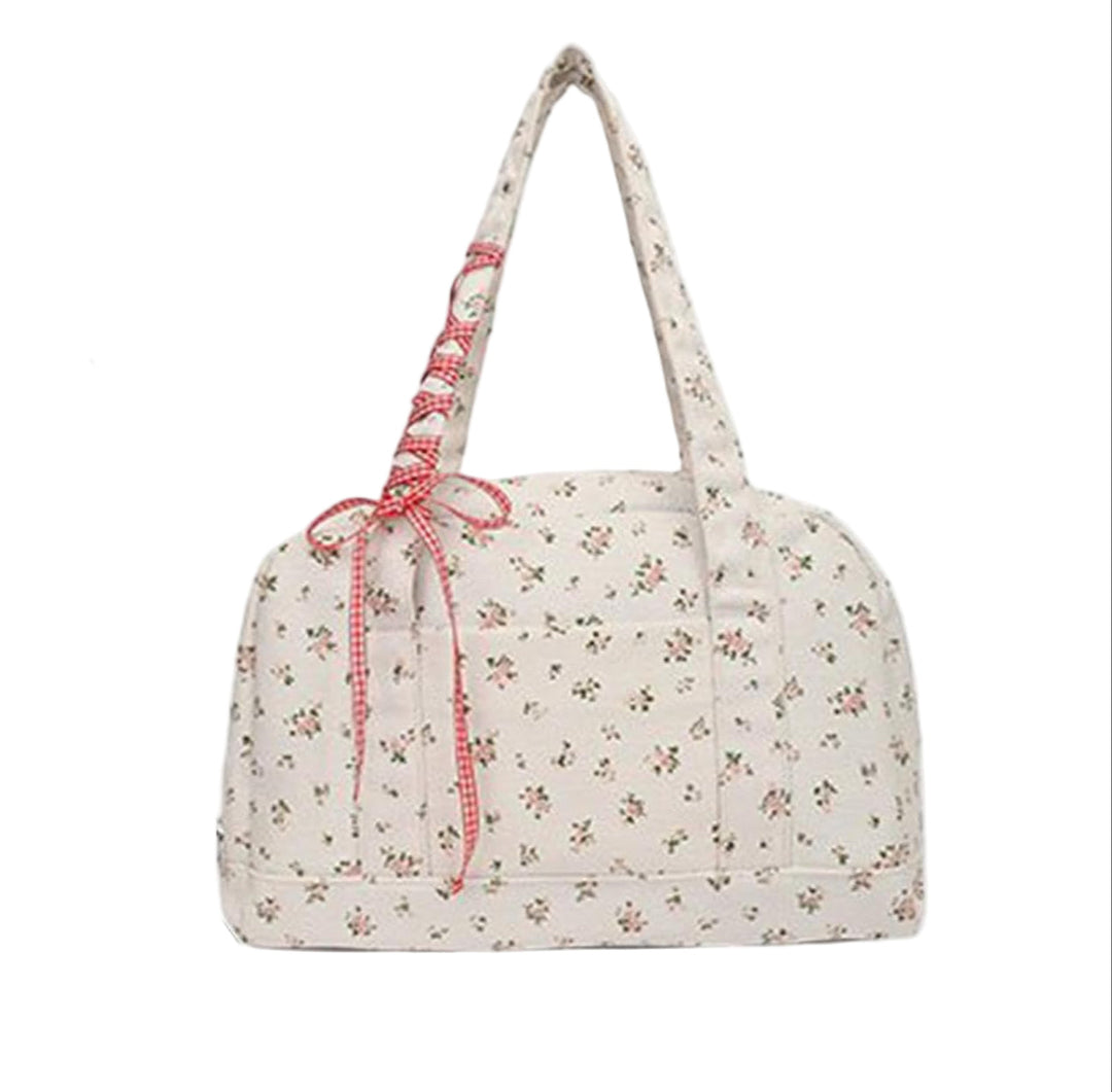 Bow Duffle Bag – Grote Canvas Weekendtas met Lintenaccent – Floria