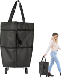 Large Capacity Folding Shopping Bag with Wheels – Reusable Cart Tote – Veytra
