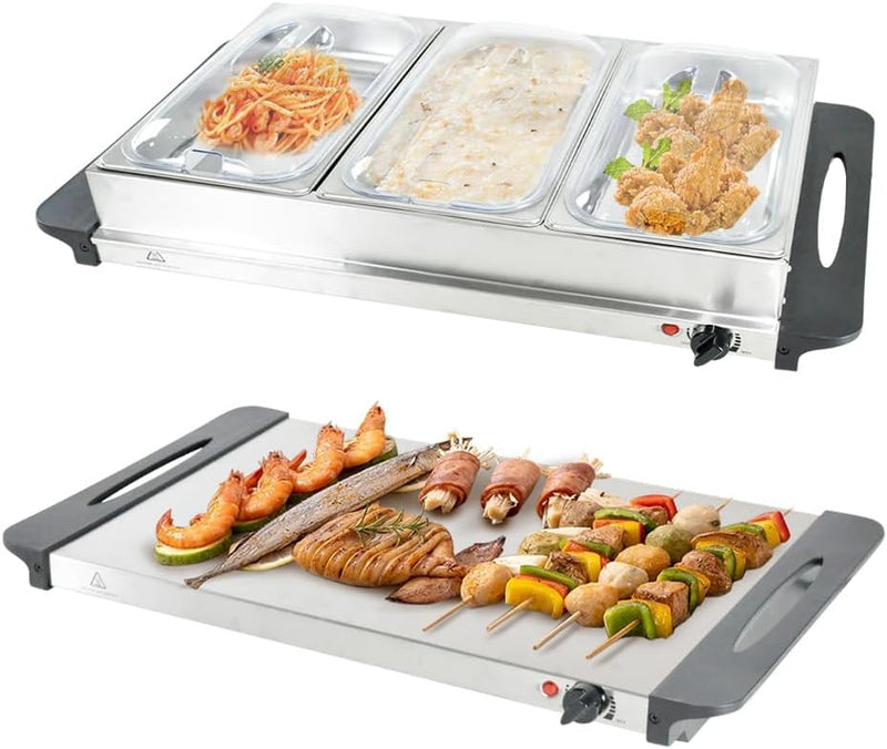 Electric Buffet Food Warmer with 3 x 2.5L Trays &amp; Temperature Control – Valtero