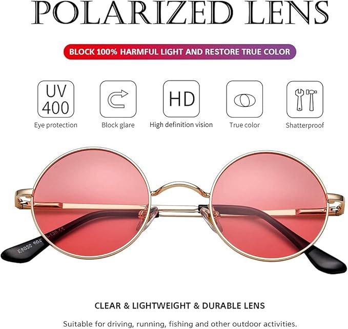 Retro Round Polarized Sunglasses - Lennon