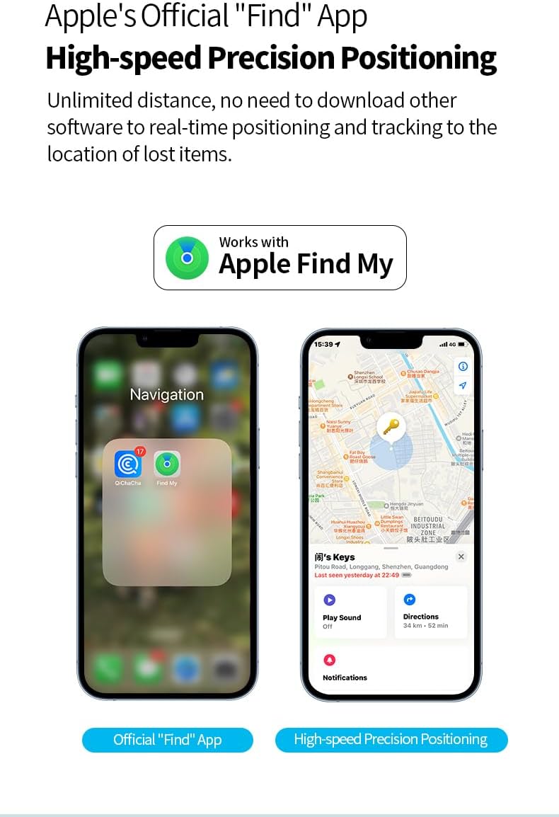 Slimme Anti-Verlies Locator Sleutelhanger – Realtime Tracking met Zoek Mijn – Zeyora