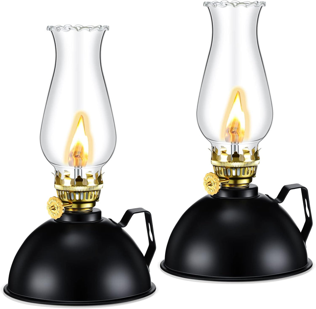 Vintage-Stijl Glazen en Metalen Olielampen Set van 2 – Ardin