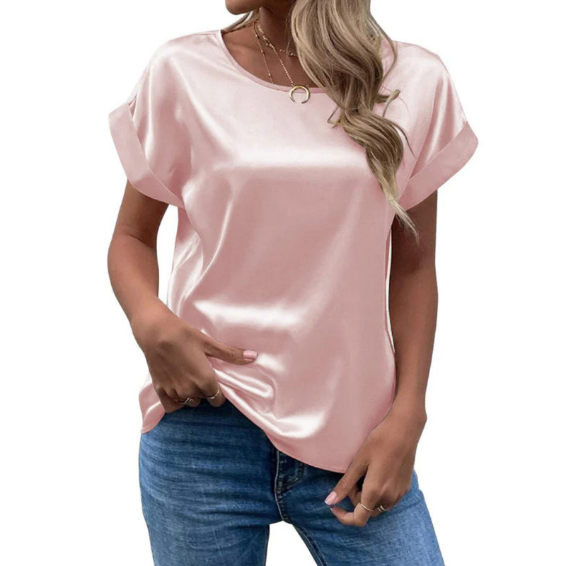 Satinized trendy shirt with loose cut for women - Leona