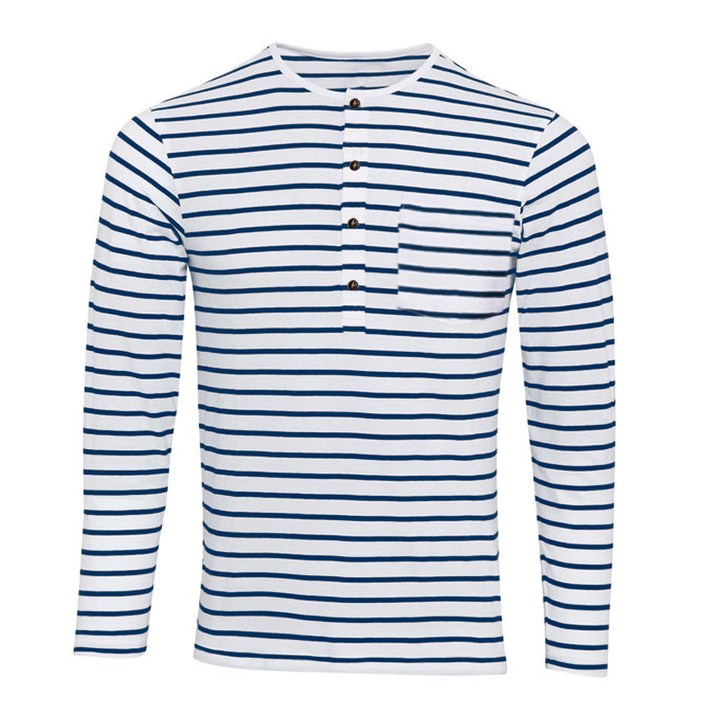 Gestreept Henley Shirt Met Lange Mouwen – Ewan