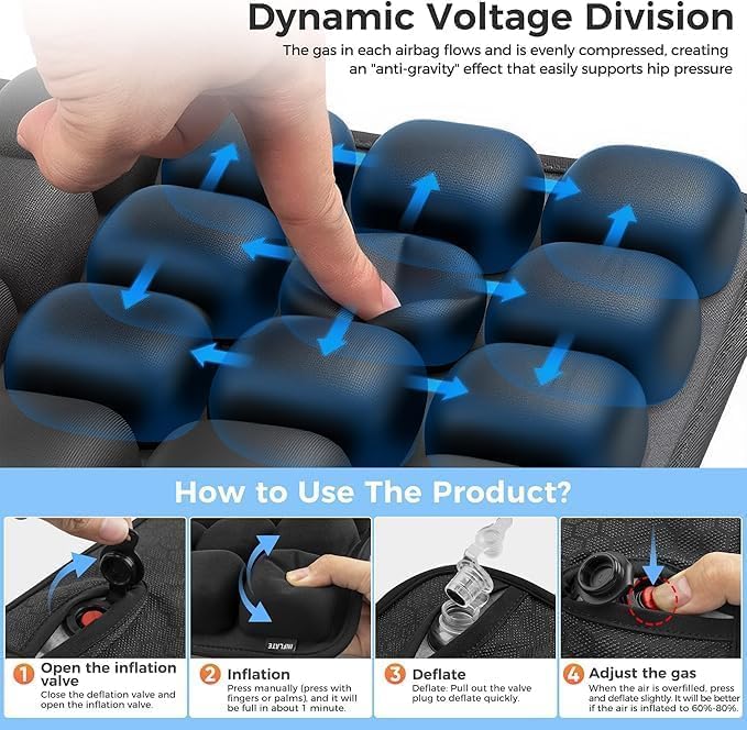 Inflatable Travel Chair Cushion with Ergonomic Pressure Relief – AirComfort