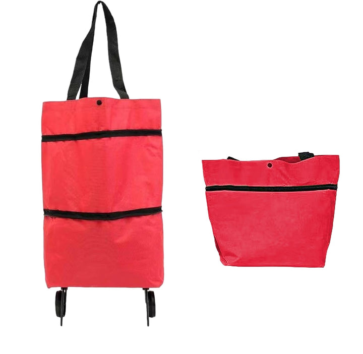 Large Capacity Folding Shopping Bag with Wheels – Reusable Cart Tote – Veytra