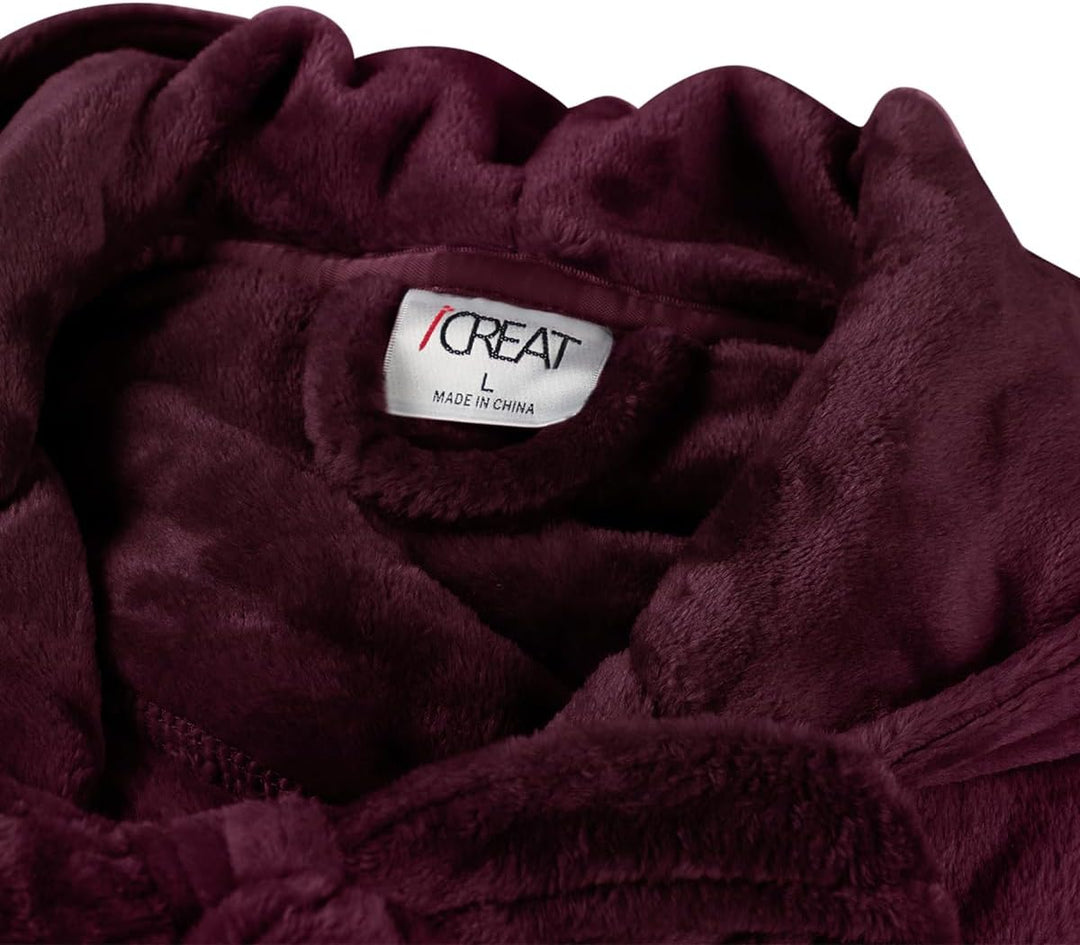 Fluffy Fleece Bathrobe with Hood - CozyFluff
