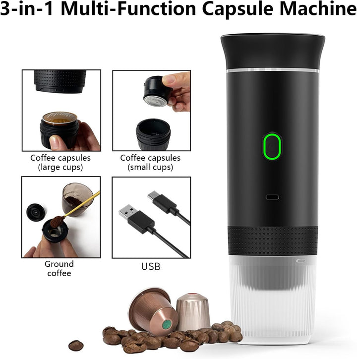 Draagbare 3-in-1 Espresso Koffiemaker met Oplaadbare Batterij – Raverno