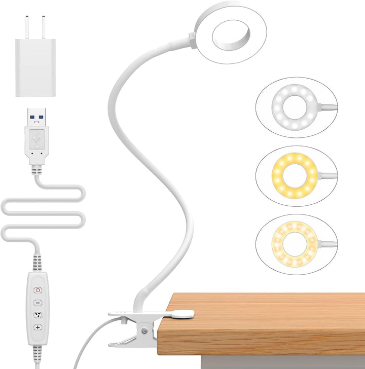 3 Kleurmodi LED Bureau Klem Lamp met Flexibele Gooseneck – Selvara