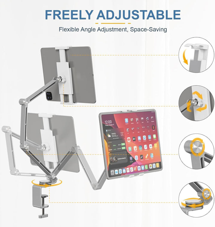 Verstelbare Aluminium Tablet Desk Stand met 360° Rotatie – Movaro