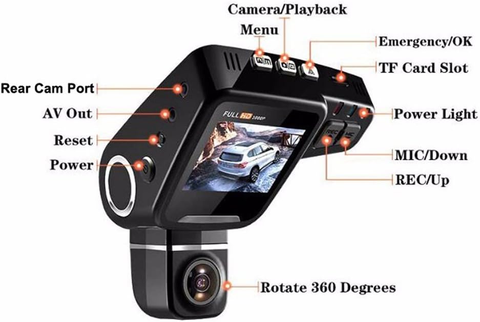 WiFi Hidden Dash Cam 1080P with 170° Wide Angle and G-Sensor 