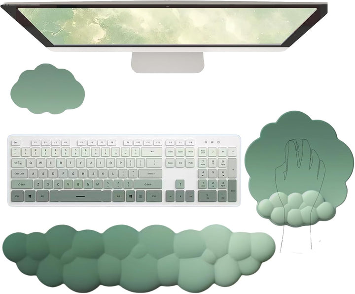 Ergonomisches Handgelenkauflagen-Set in Wolkenform mit Mauspad & Untersetzer – Zeyora