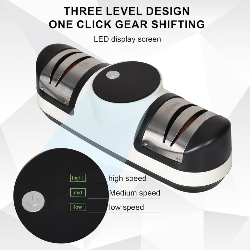 Electric knife sharpener with 3 speeds and LED display – EdgeMaster