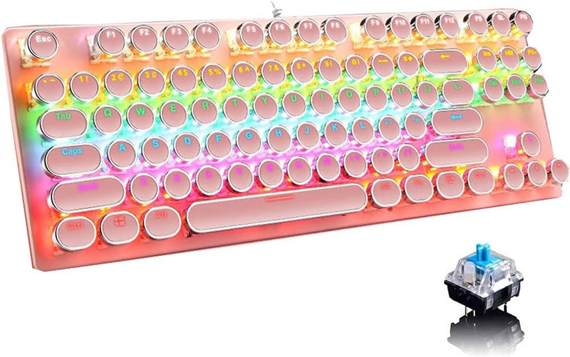 Mechanisch 87-toetsen gamingtoetsenbord met RGB-achtergrondverlichting en blauwe schakelaars