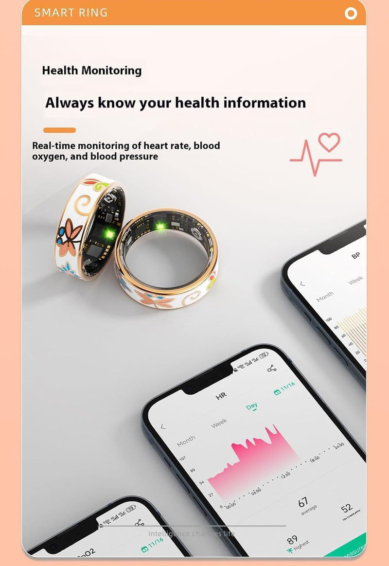 Slimme Emaille Wellnessring – Fitness- en Slaaptracker voor iOS & Android – Aurina