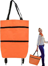 Large Capacity Folding Shopping Bag with Wheels – Reusable Cart Tote – Veytra