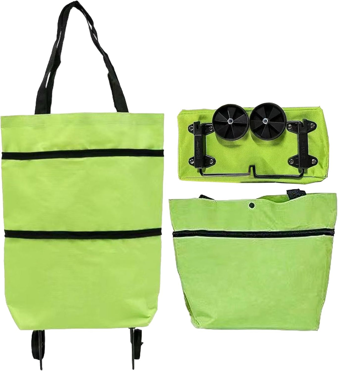 Large Capacity Folding Shopping Bag with Wheels – Reusable Cart Tote – Veytra