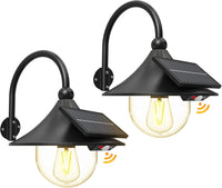 Solar Motion Barn Wall Lights with 3 Modes &amp; Gooseneck Design (2 Pack) – Halden 
