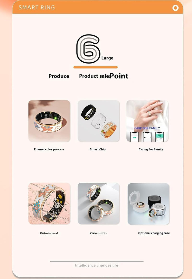 Slimme Emaille Wellnessring – Fitness- en Slaaptracker voor iOS & Android – Aurina