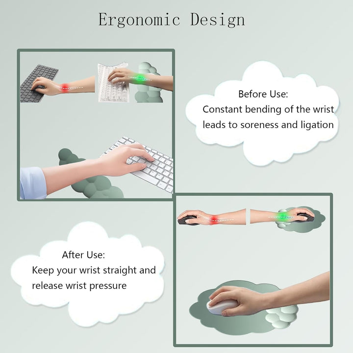 Ergonomisches Handgelenkauflagen-Set in Wolkenform mit Mauspad & Untersetzer – Zeyora