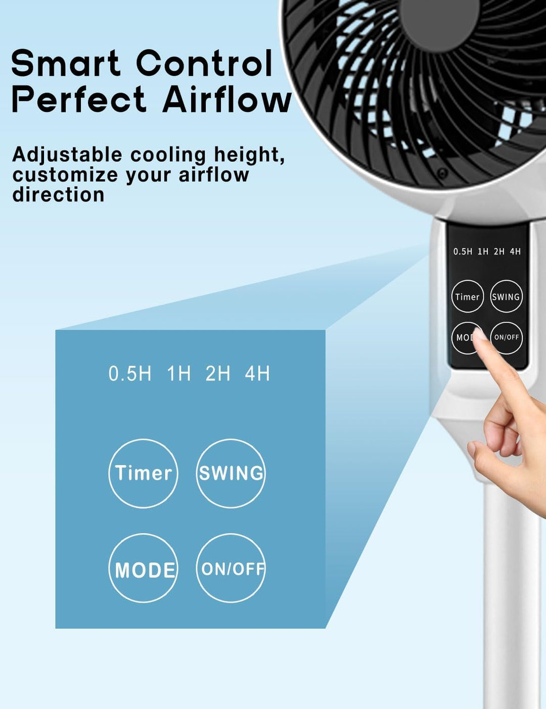 AA OOS Verstellbarer Standventilator mit 3D-Oszillation – Aerion