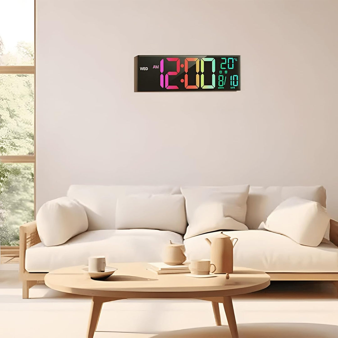 Digitale RGB-Wand- & Tischuhr 40,6 cm mit Fernbedienung – Lumeris