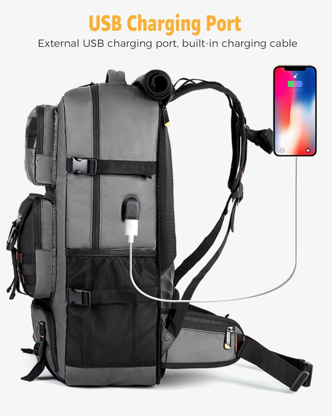 50L Aircraft-Ready Converted Travel Backpack with Shoe Compartment and USB Port