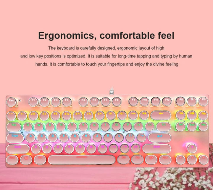 Mechanisch 87-toetsen gamingtoetsenbord met RGB-achtergrondverlichting en blauwe schakelaars