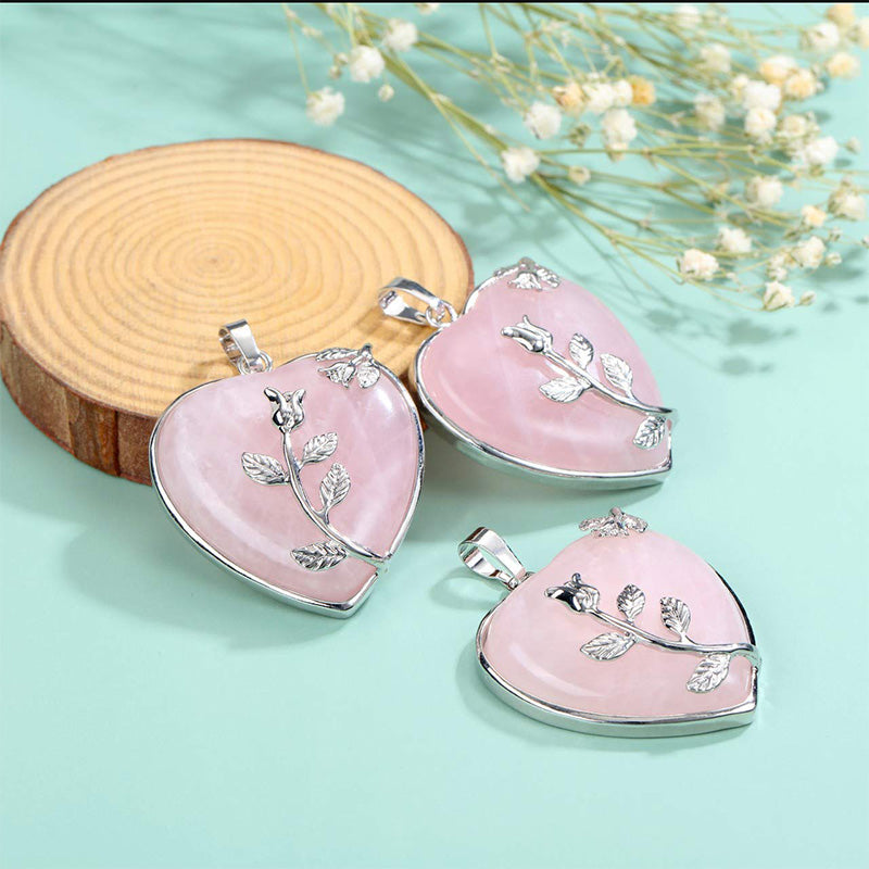 Stylish Heart-Shaped Rose Quartz Necklace - Amara