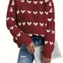 Gestrickter Damenpullover mit Herzmuster und hohem Kragen – Nola
