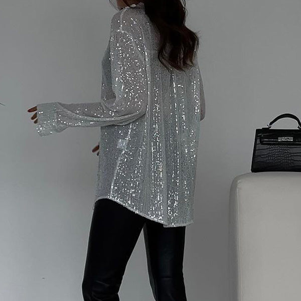Lockere Bluse mit glänzenden Pailletten – Celeste