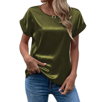 Satinized trendy shirt with loose cut for women - Leona
