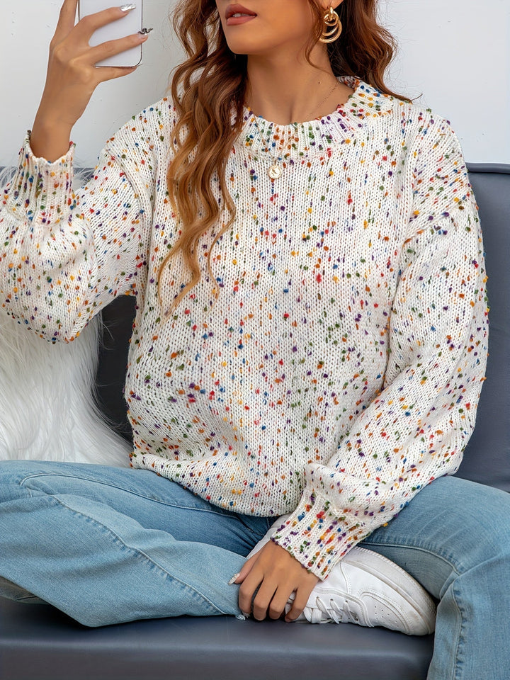 Knitted Women's Sweater With Confetti Print – Noa