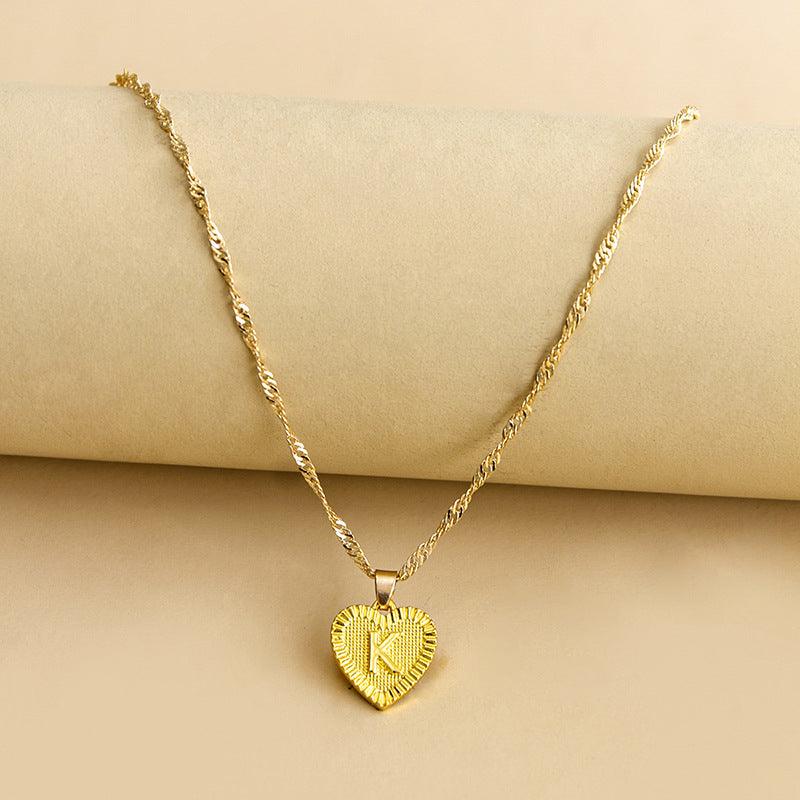 Goldene Initial Herz Anhänger Kette - Amara